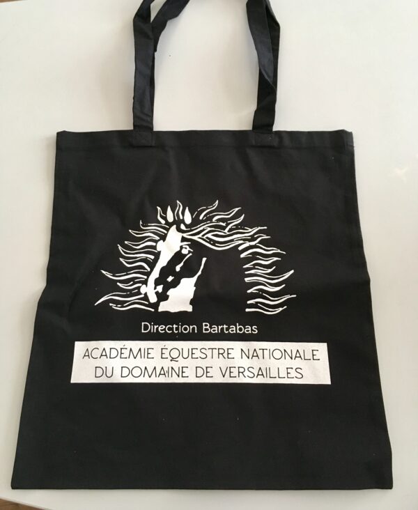 Black tote bag "Equestrian Academy of Versailles"